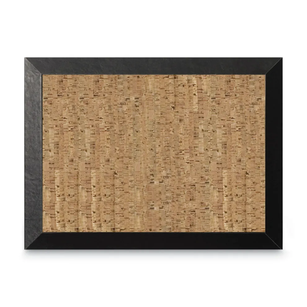 MasterVision 24 in. x 18 in. Natural Cork Bulletin Board - Tan Surface/Black Wood Frame