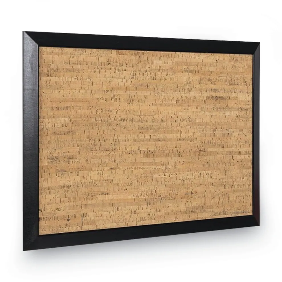 MasterVision 24 in. x 18 in. Natural Cork Bulletin Board - Tan Surface/Black Wood Frame