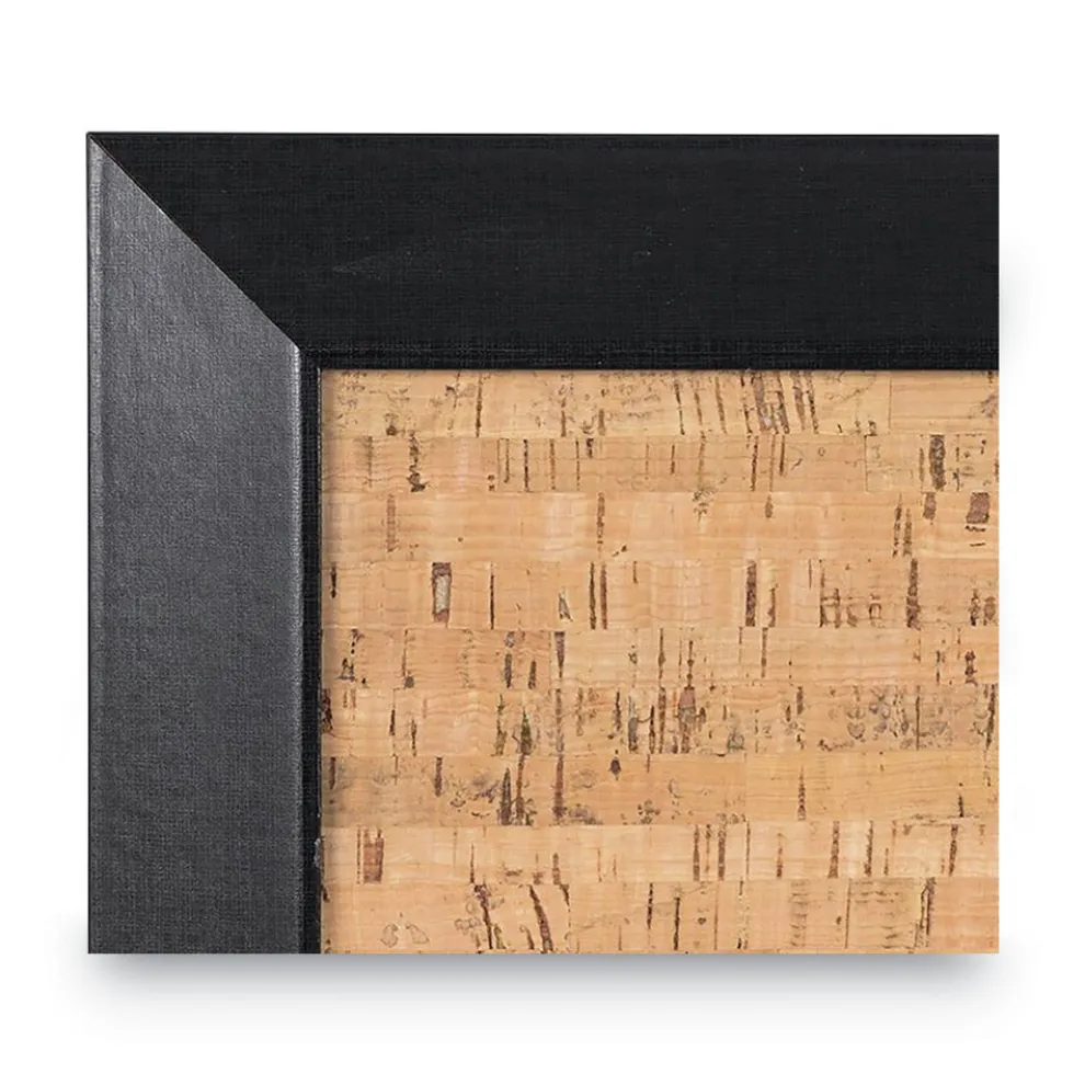 MasterVision 24 in. x 18 in. Natural Cork Bulletin Board - Tan Surface/Black Wood Frame