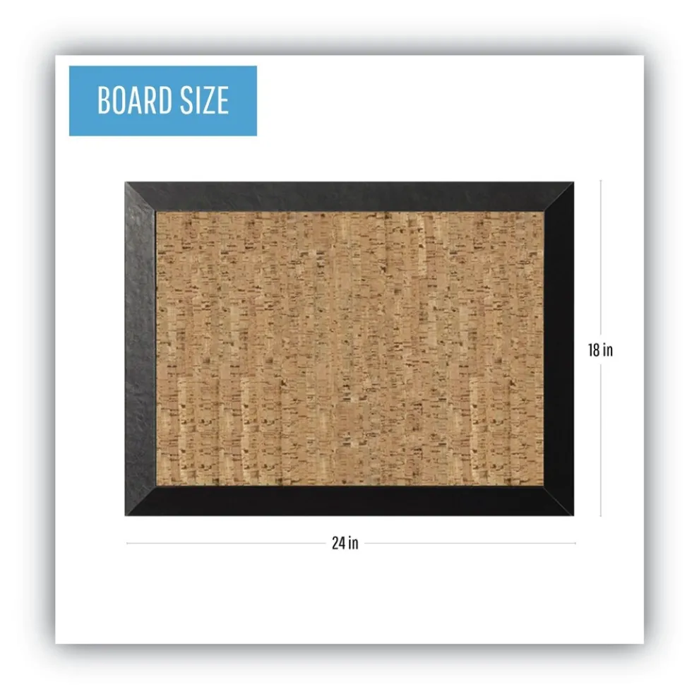 MasterVision 24 in. x 18 in. Natural Cork Bulletin Board - Tan Surface/Black Wood Frame