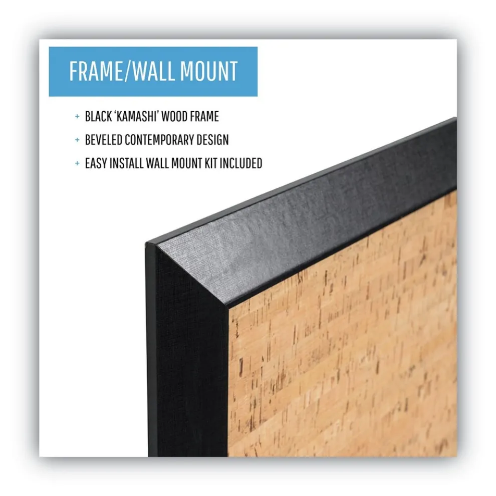 MasterVision 24 in. x 18 in. Natural Cork Bulletin Board - Tan Surface/Black Wood Frame