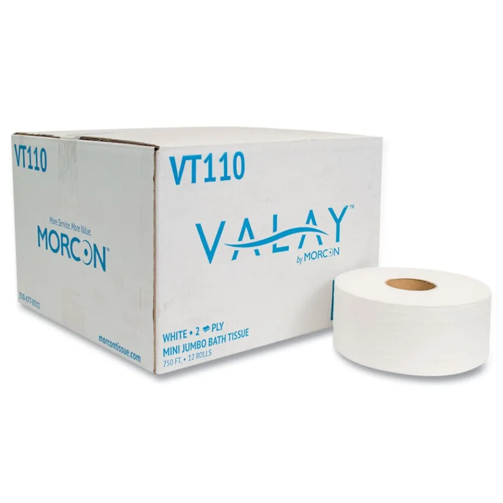 Morcon Paper 2-Ply Septic Safe 17 ft. Bath Tissues - Jumbo, White (12 Rolls/Carton)