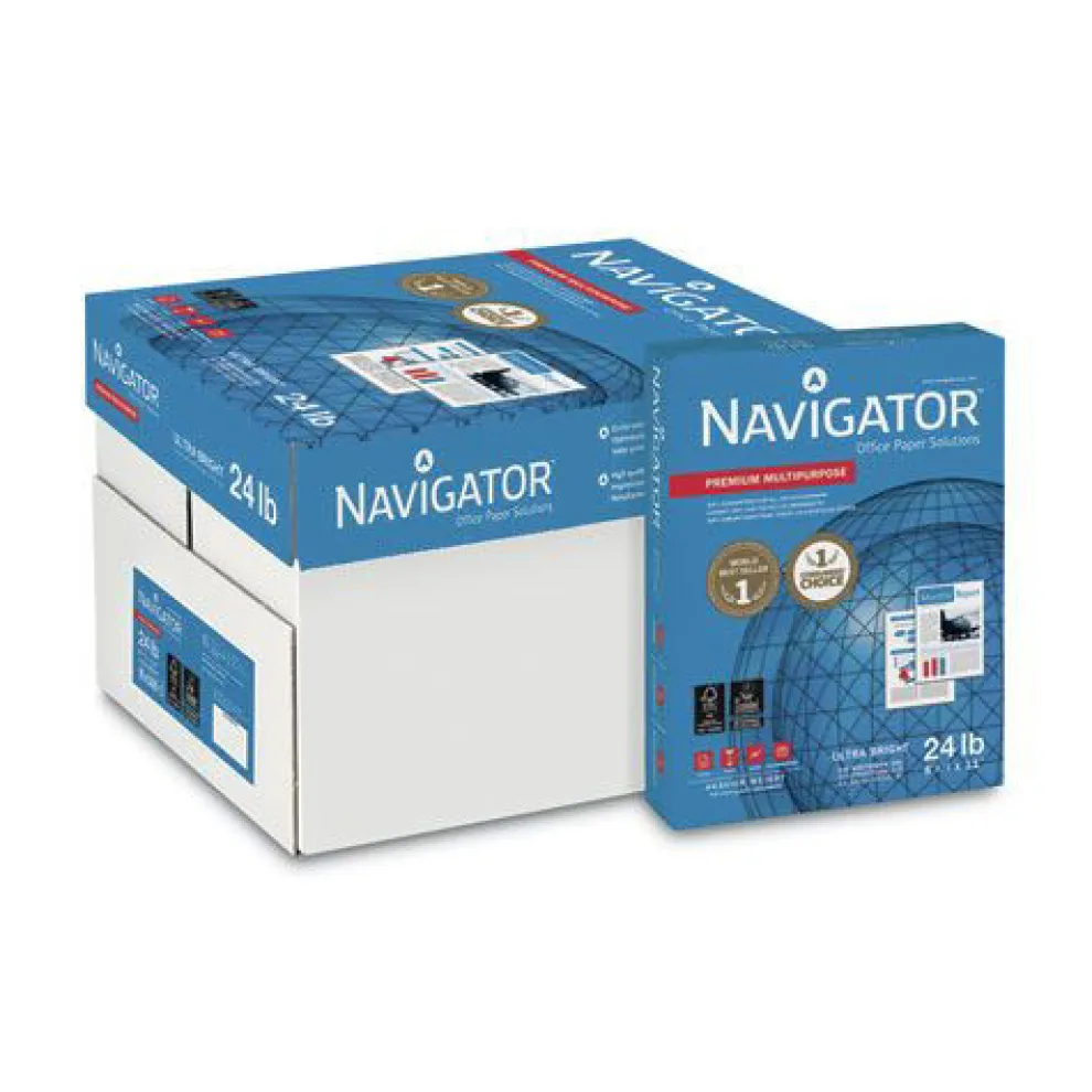 Navigator 97 Bright 24 lbs. Bond Weight 8.5 in. x 11 in. Premium Multipurpose Copy Paper - White (10/Carton)