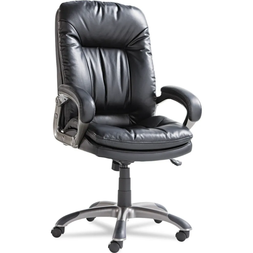 OIF Executive Swivel/Tilt Leather High-Back Chair (Fixed Arched Arms/Black)