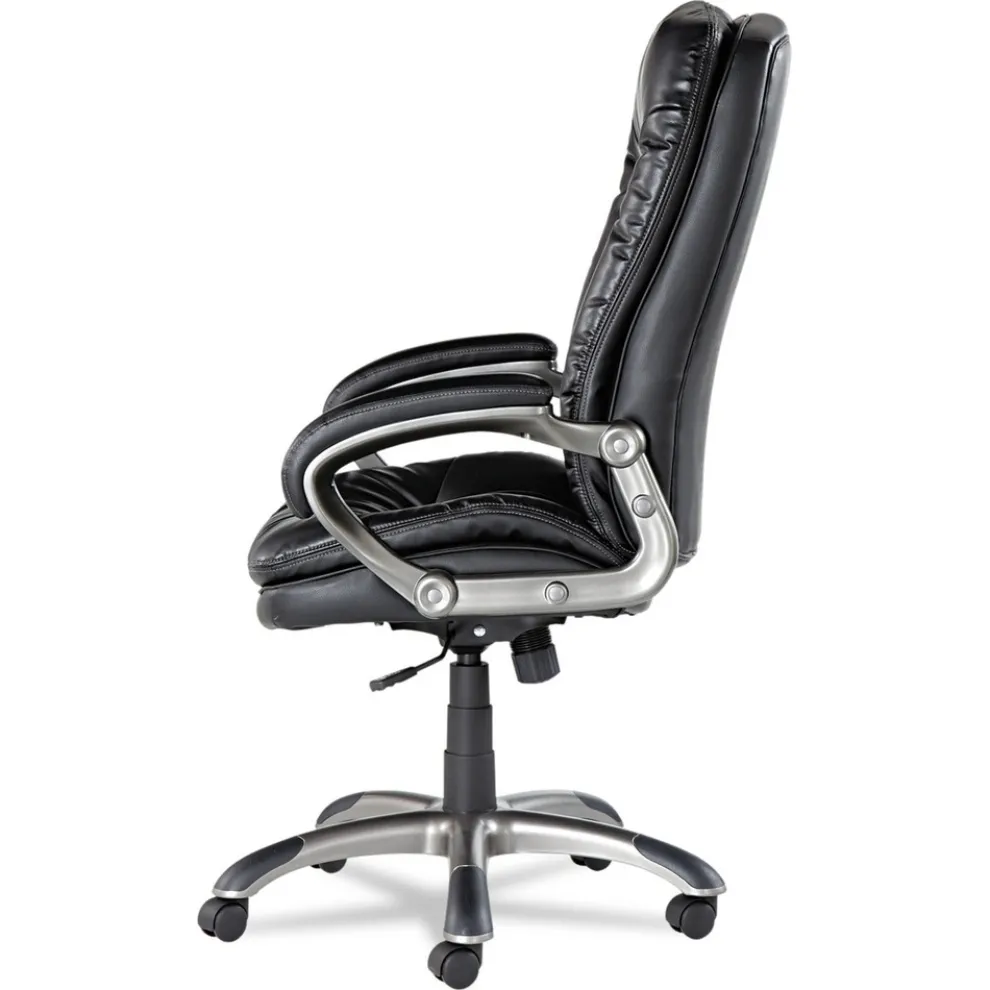 OIF Executive Swivel/Tilt Leather High-Back Chair (Fixed Arched Arms/Black)