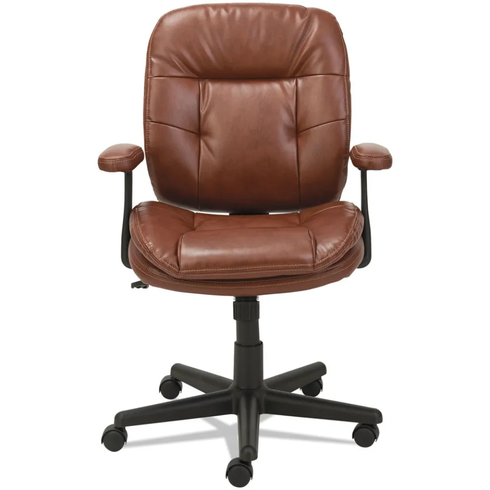 OIF Swivel/Tilt Leather Task Chair (Fixed T-Bar Arms/ Chestnut Brown)