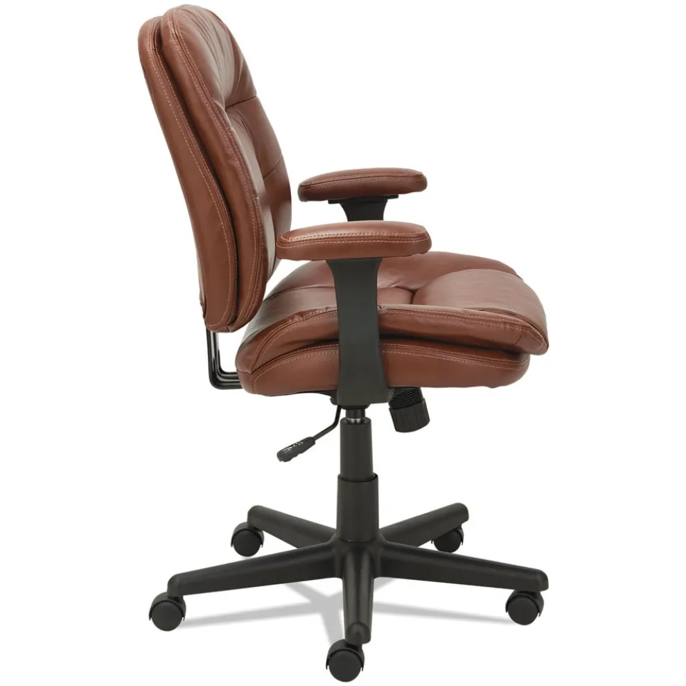 OIF Swivel/Tilt Leather Task Chair (Fixed T-Bar Arms/ Chestnut Brown)