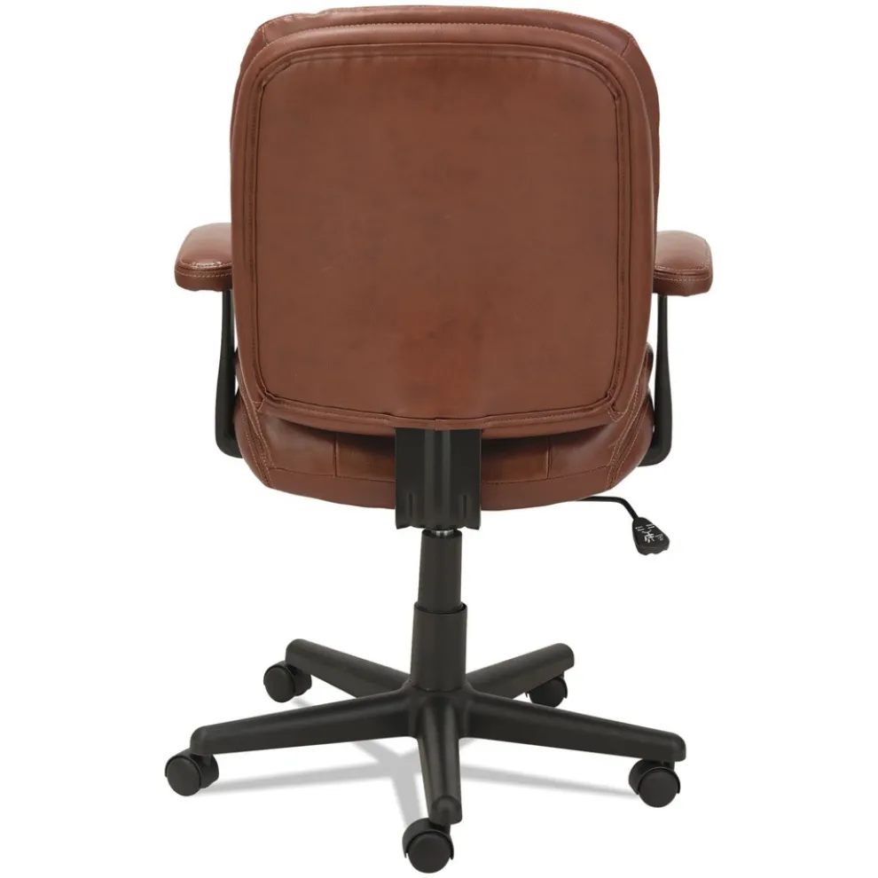 OIF Swivel/Tilt Leather Task Chair (Fixed T-Bar Arms/ Chestnut Brown)