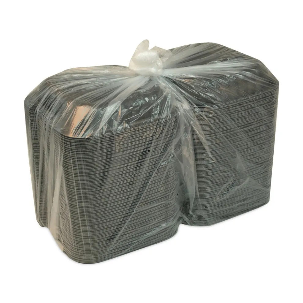 Pactiv Corp. 8.31 in. x 8.35 in. x 3.1 in. EarthChoice SmartLock Microwavable MFPP Plastic Hinged Lid Container - Black (200/Carton)