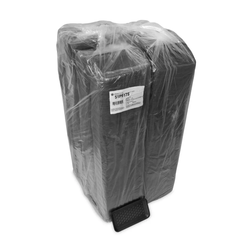 Pactiv Corp. 8.38 in. x 4.5 in. x 0.69 in. No. 17S Foam Supermarket Tray - Black (1000/Carton)