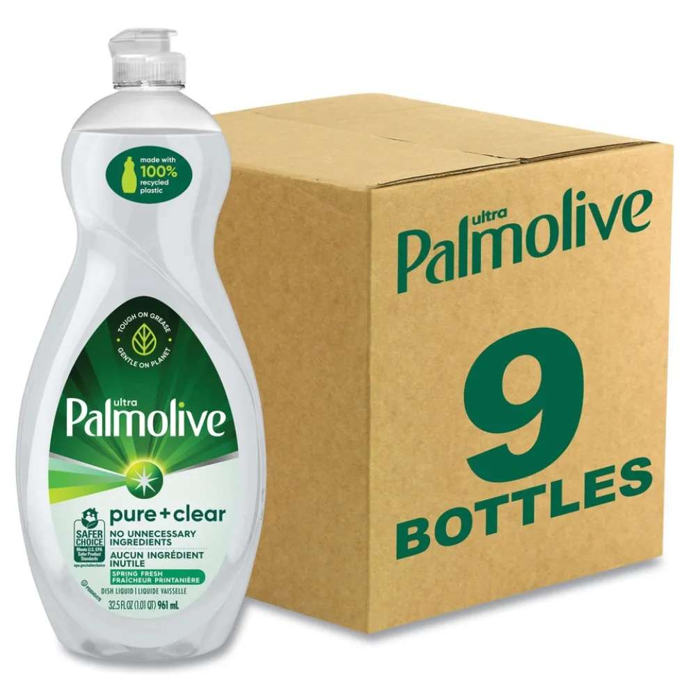 Palmolive 32.5 oz. Bottle Pure plus Clear Dishwashing Liquid - Spring Fresh (9/Carton)