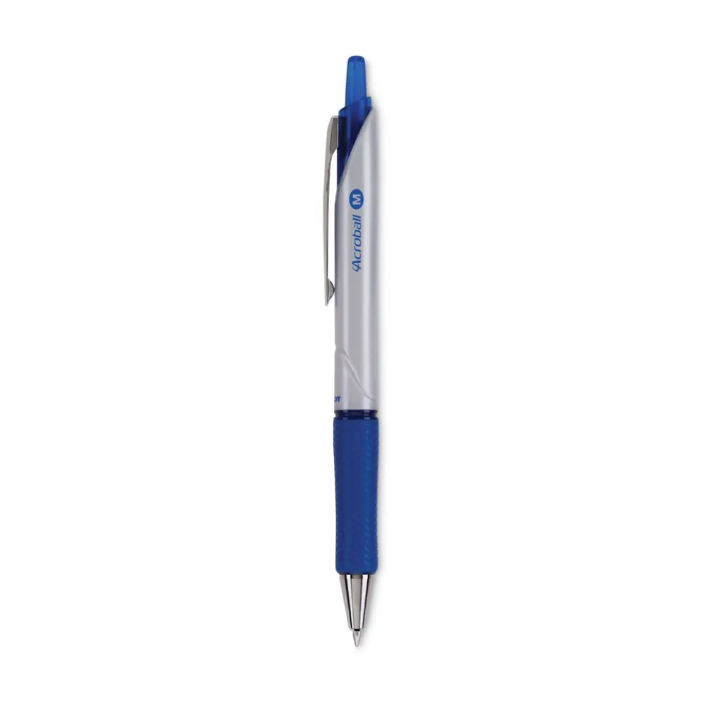 Pilot Acroball Pro Advanced Ink Medium 1 mm Hybrid Gel Pen - Blue Ink/Silver/Blue Barrel (1-Dozen)