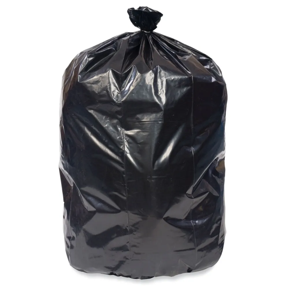 Pitt Plastics Eco Strong Plus 33 in. x 39 in. 1 mil 33 Gallon Can Liners - Black (150/Carton)