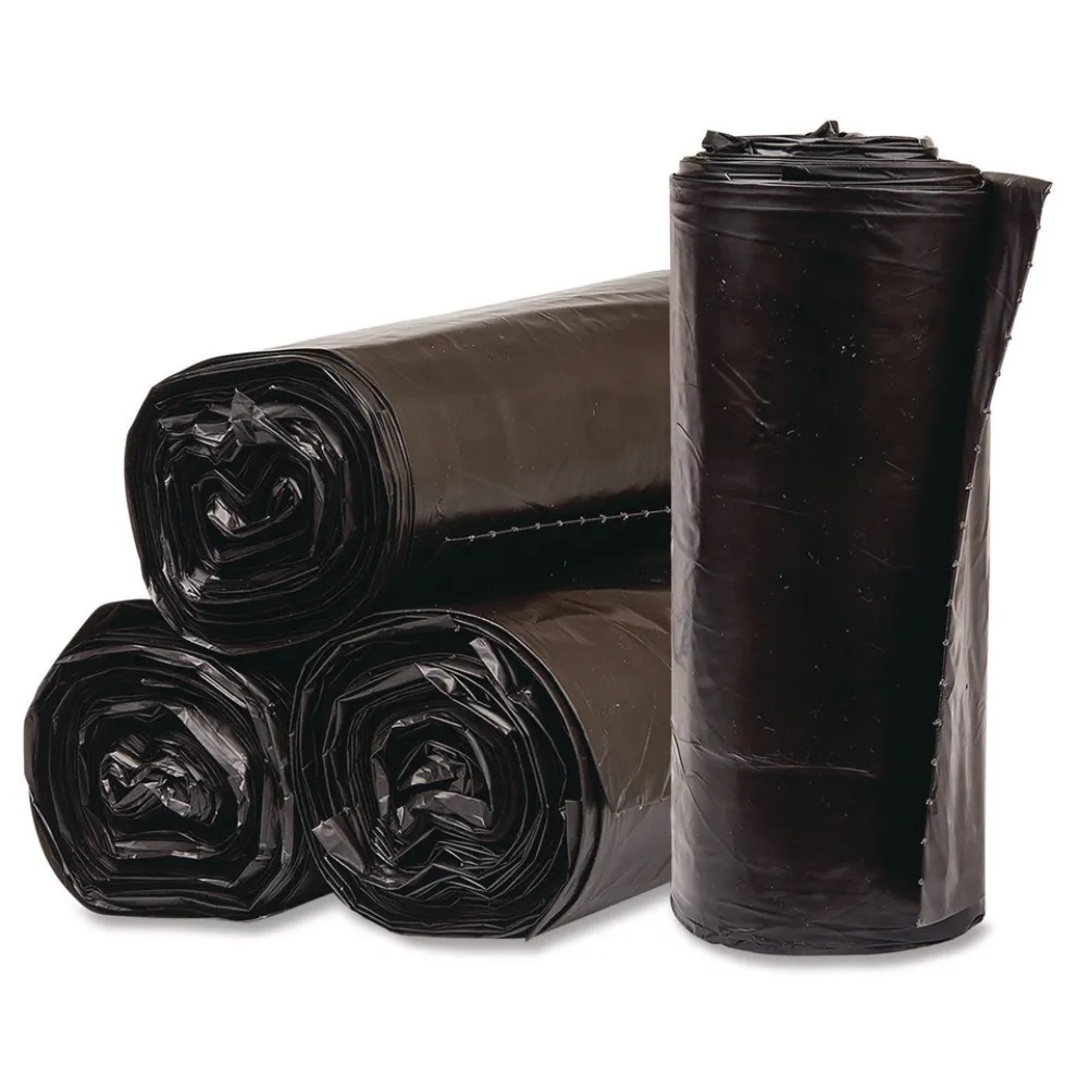 Pitt Plastics Eco Strong Can Liners 60 gal 1.35 mil 38-in x 58-in Black Perforated Roll 100/Carton