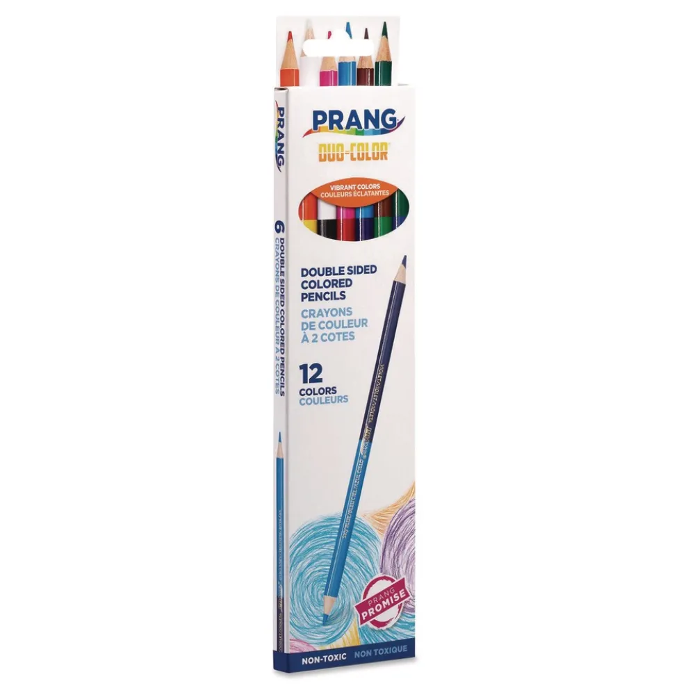 Prang 3 mm 2B (#2) Duo-Color Colored Pencil Sets - Assorted Lead, Assorted Barrel (6/Pack)