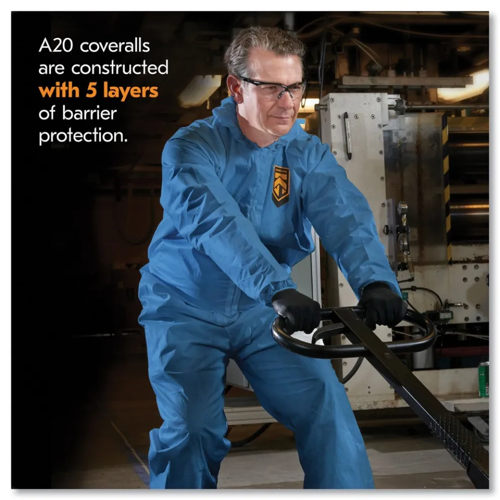 Ansell A20 Breathable Particle Protection Coveralls - 4X-Large, Blue (20/Carton)