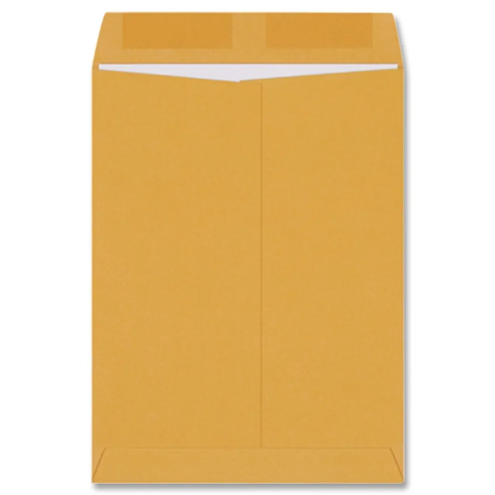 Quality Park 12 x 15.5 Gummed Closure Square Flap Catalog Envelope - Brown Kraft (250/Box)