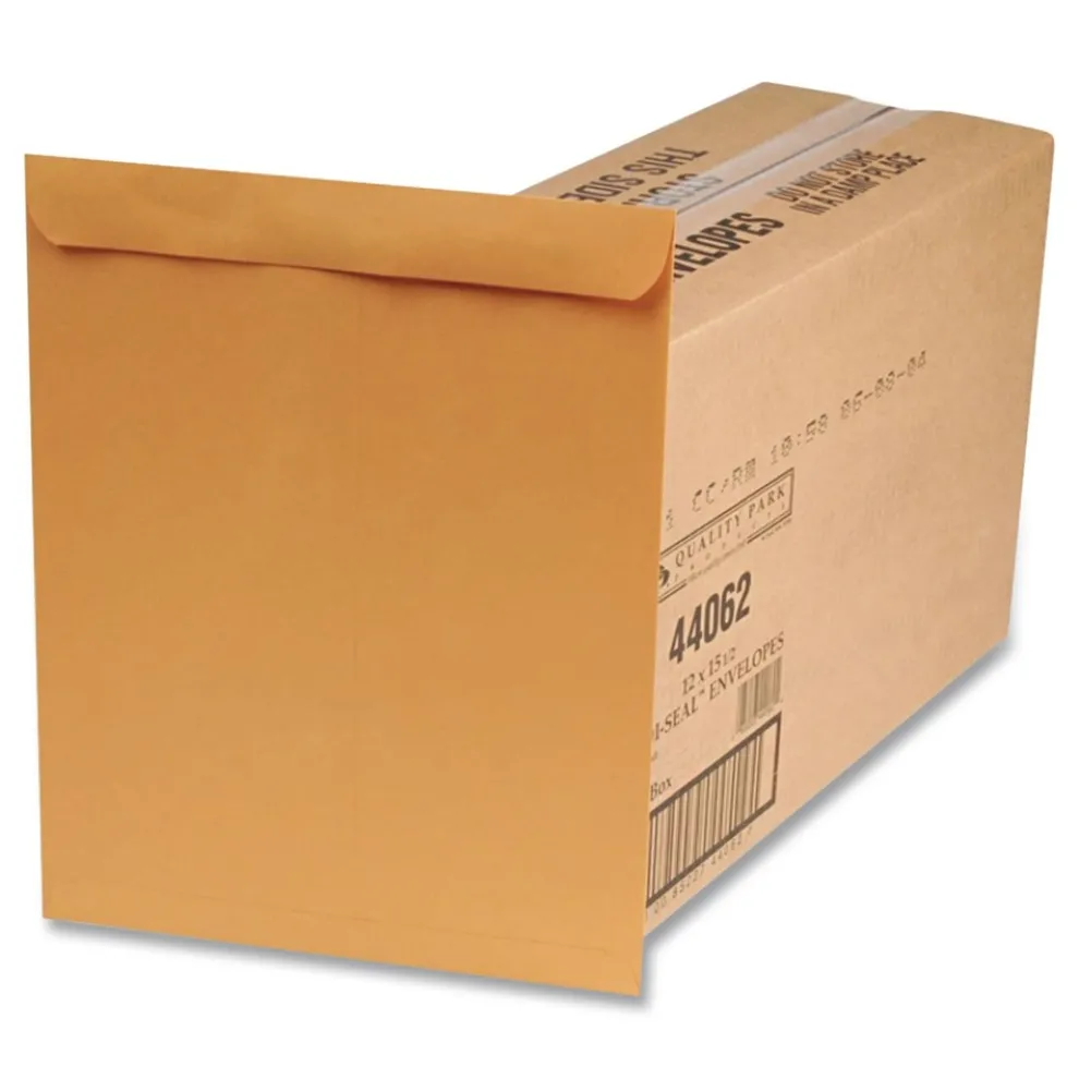 Quality Park Redi-Seal 12 x 15.5 Cheese Blade Flap Catalog Envelope - Brown Kraft (250/Box)