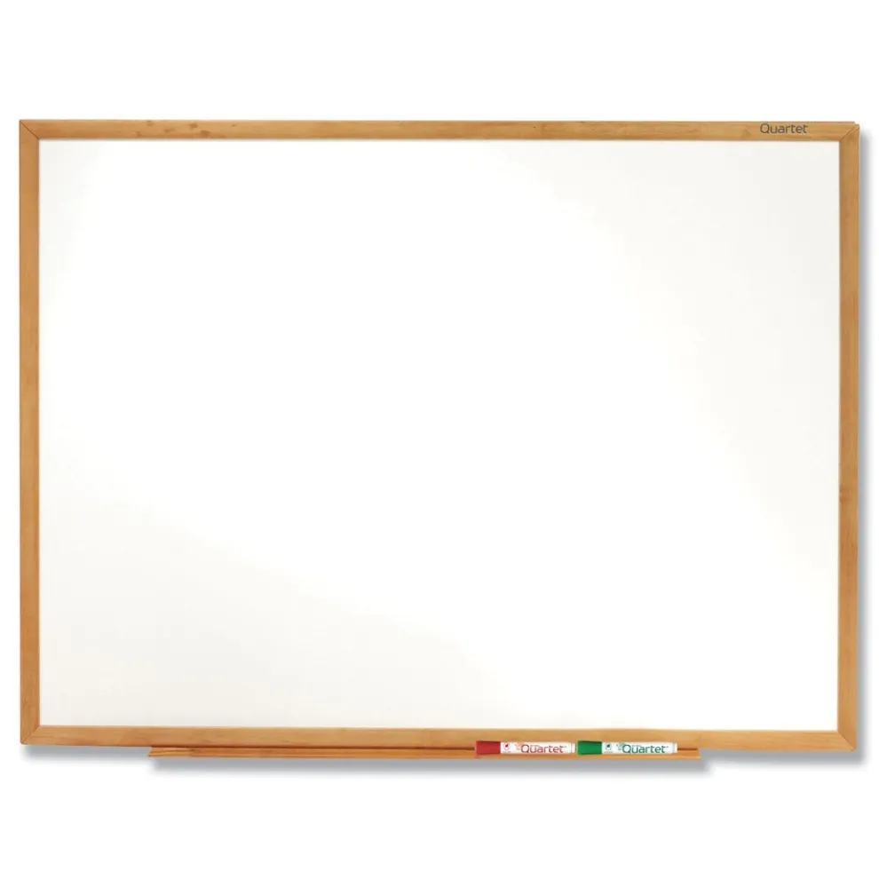 Quartet 36 in. x 24 in. Oak Finished Fiberboard (MDF) Frame Classic Series Total Erase Dry Erase Boards - White Surface