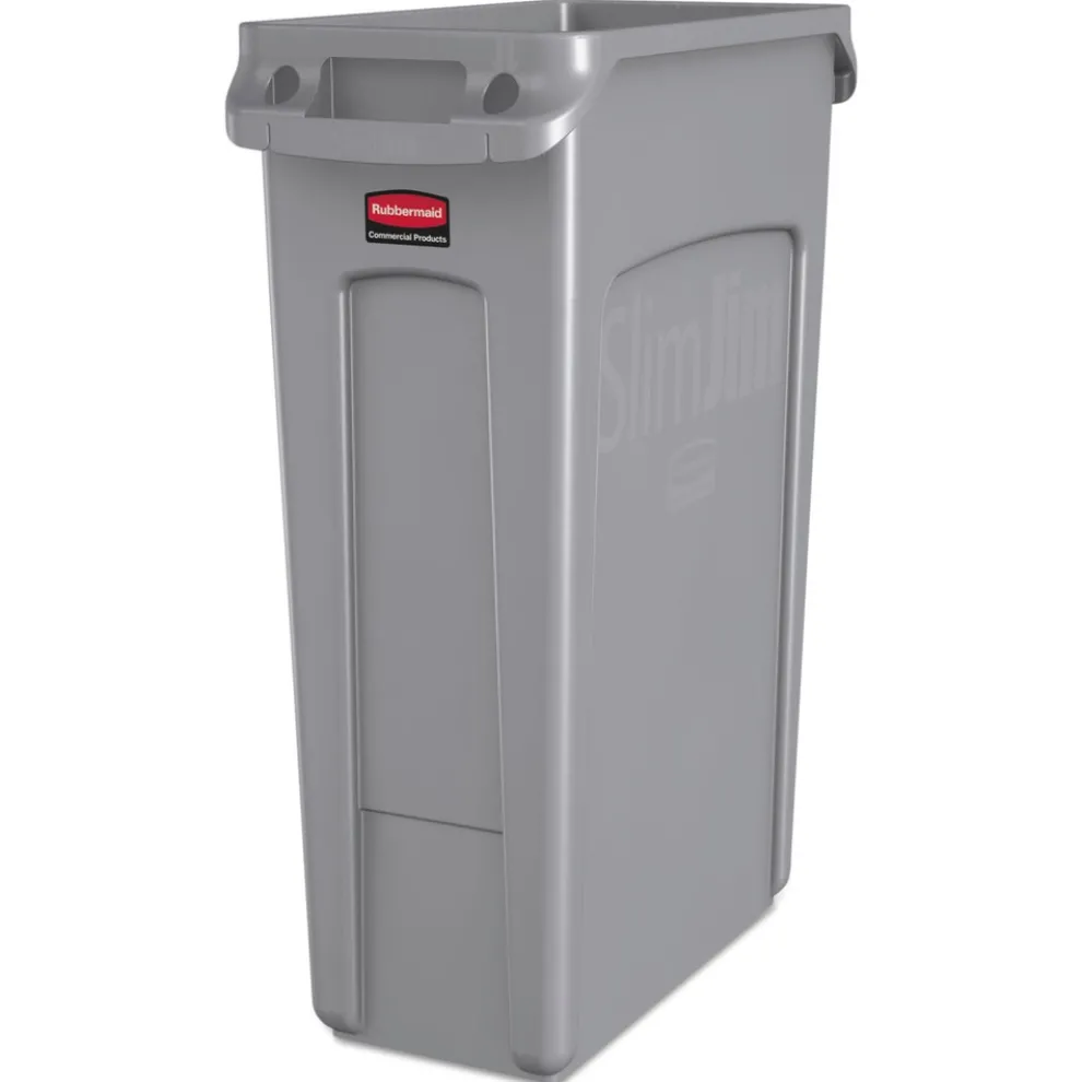 Rubbermaid Commercial 23 Gallon Rectangular Plastic Slim Jim Receptacle W/venting Channels - Gray