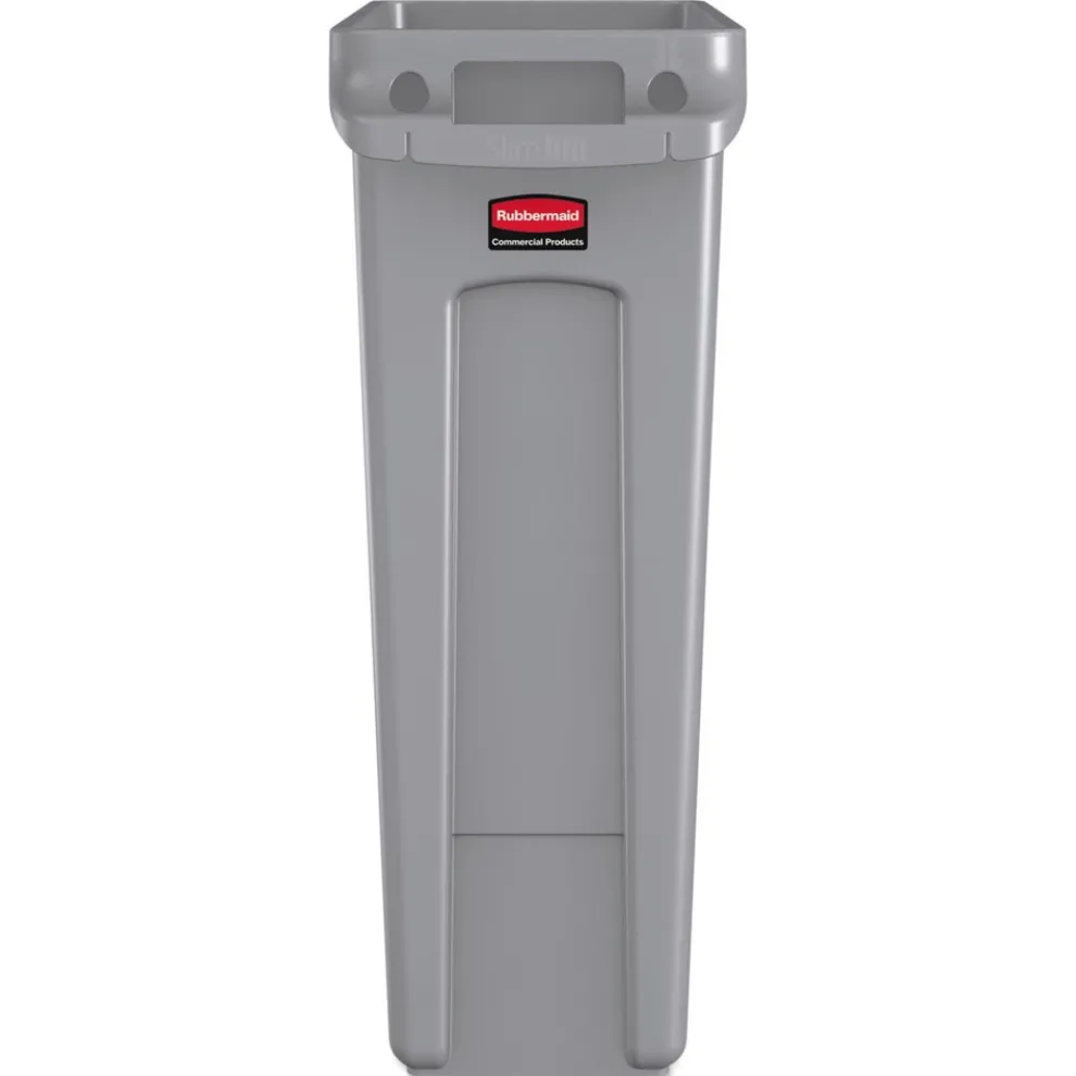 Rubbermaid Commercial 23 Gallon Rectangular Plastic Slim Jim Receptacle W/venting Channels - Gray