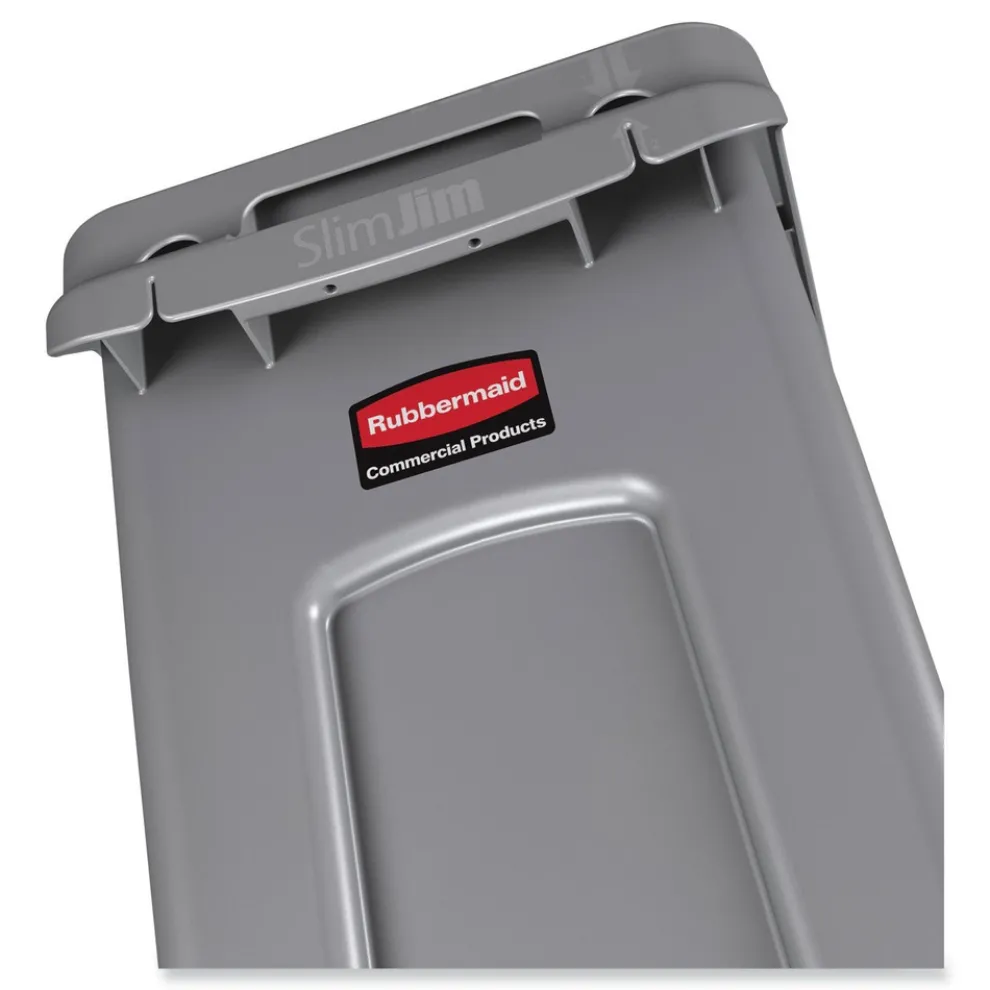 Rubbermaid Commercial 23 Gallon Rectangular Plastic Slim Jim Receptacle W/venting Channels - Gray
