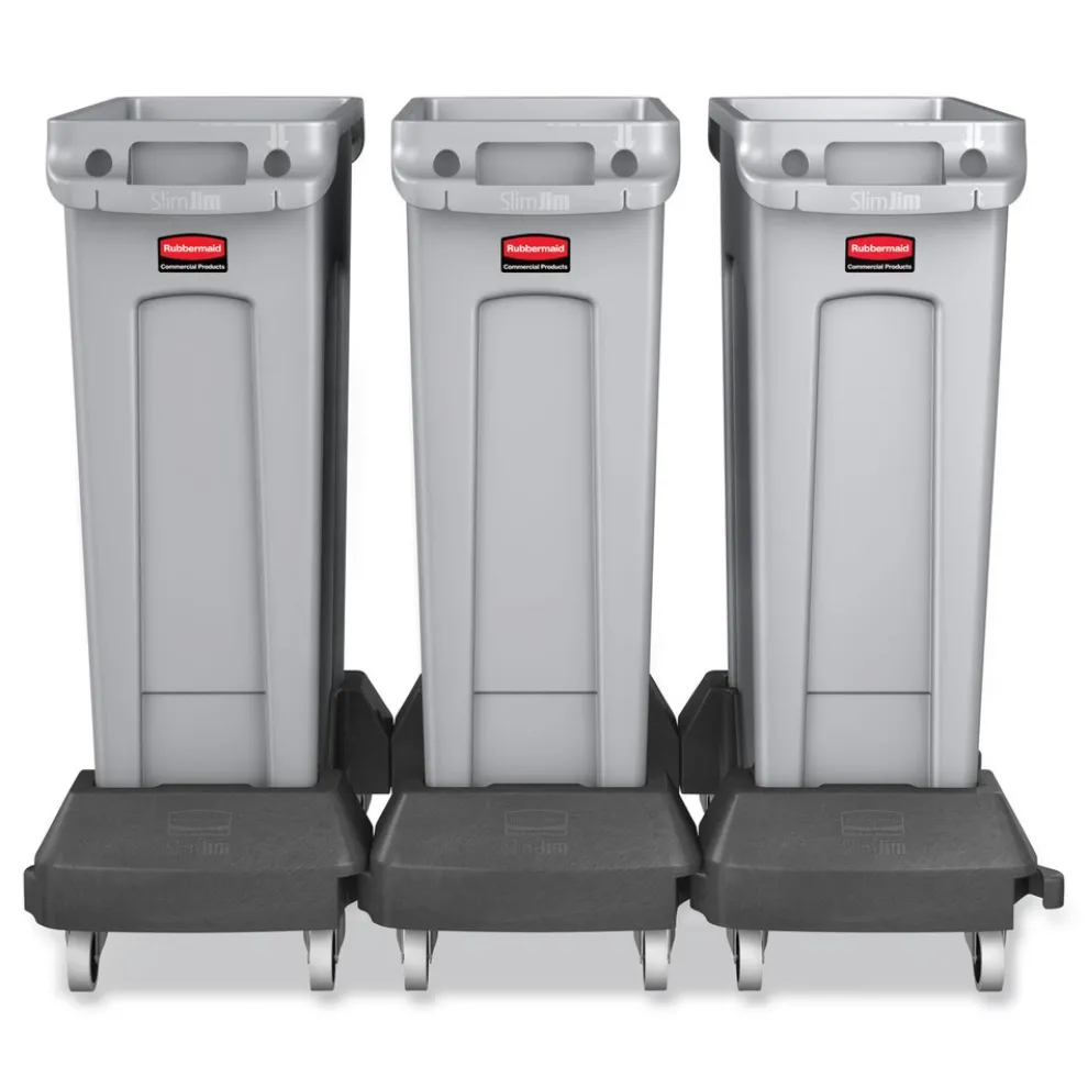 Rubbermaid Commercial 23 Gallon Rectangular Plastic Slim Jim Receptacle W/venting Channels - Gray