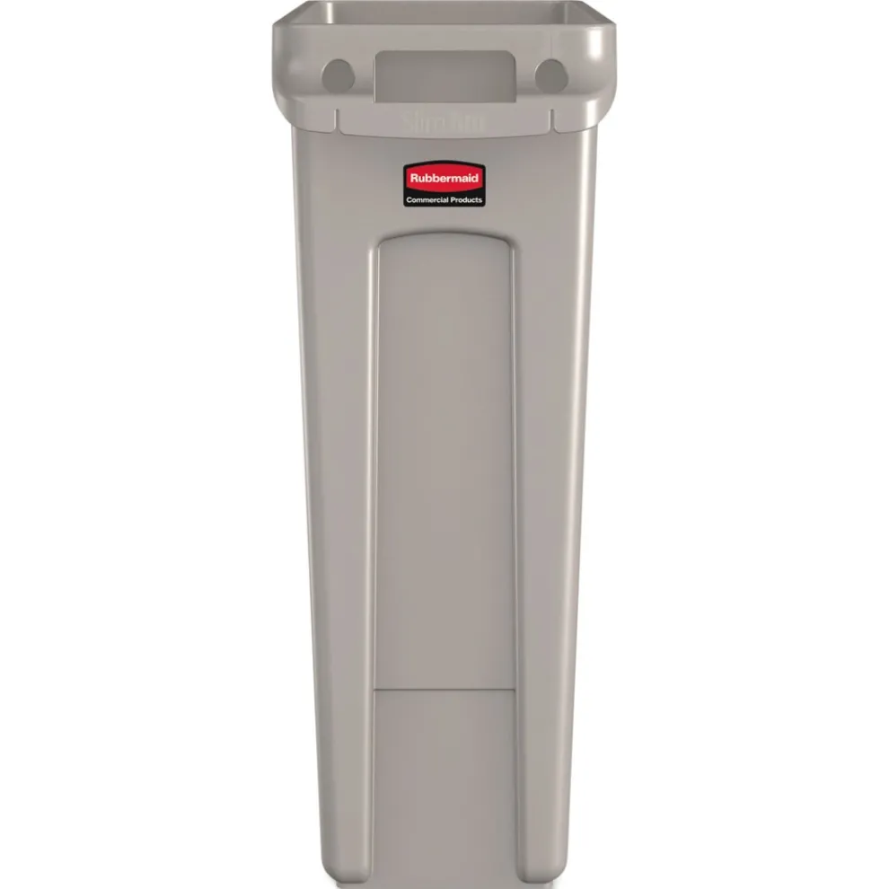 Rubbermaid Commercial 23 Gallon Rectangular Plastic Slim Jim Receptacle with Venting Channels - Beige