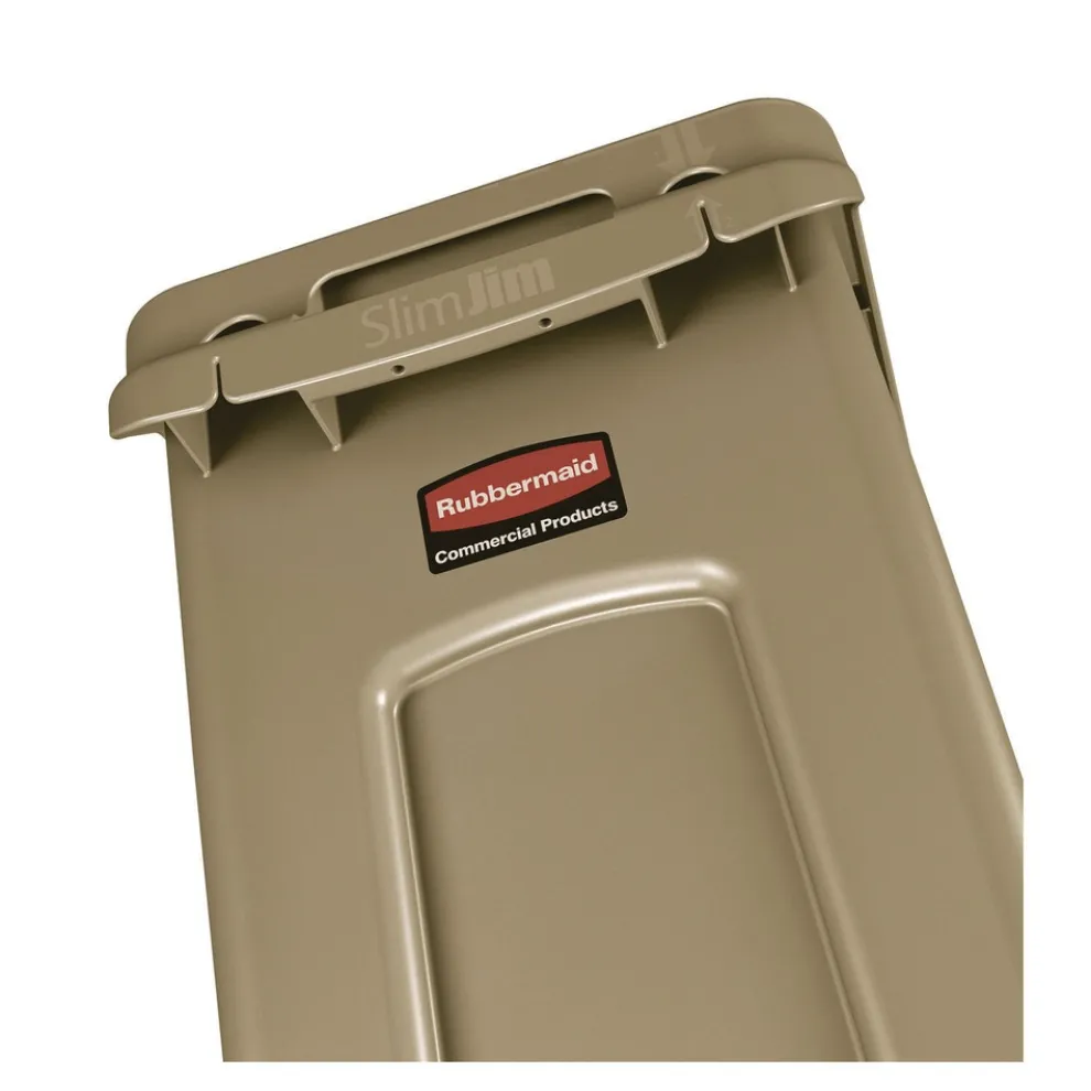 Rubbermaid Commercial 23 Gallon Rectangular Plastic Slim Jim Receptacle with Venting Channels - Beige