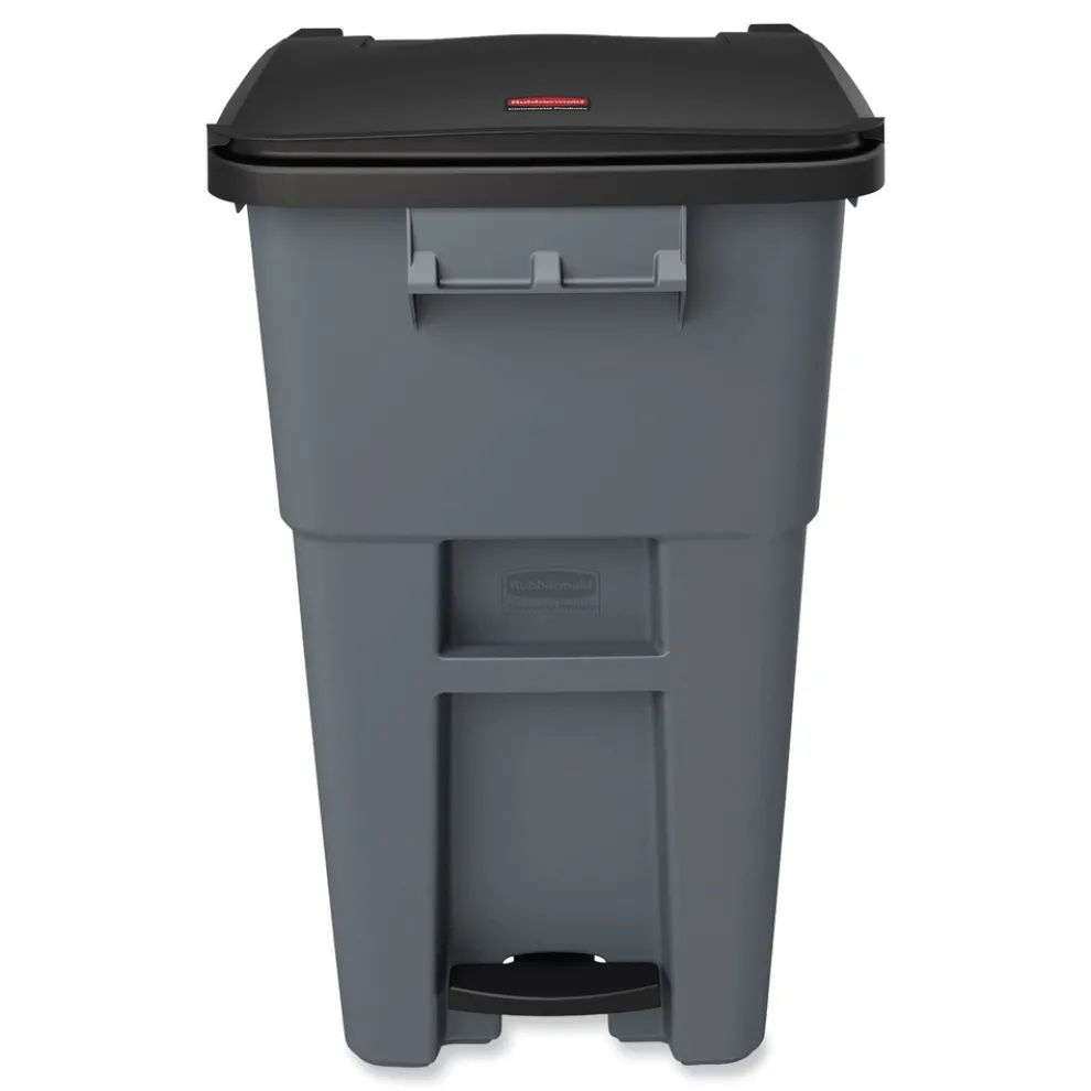 Rubbermaid Commercial 1971956 50 Gallon Brute Step-On Rollouts - Metal/Plastic, Gray