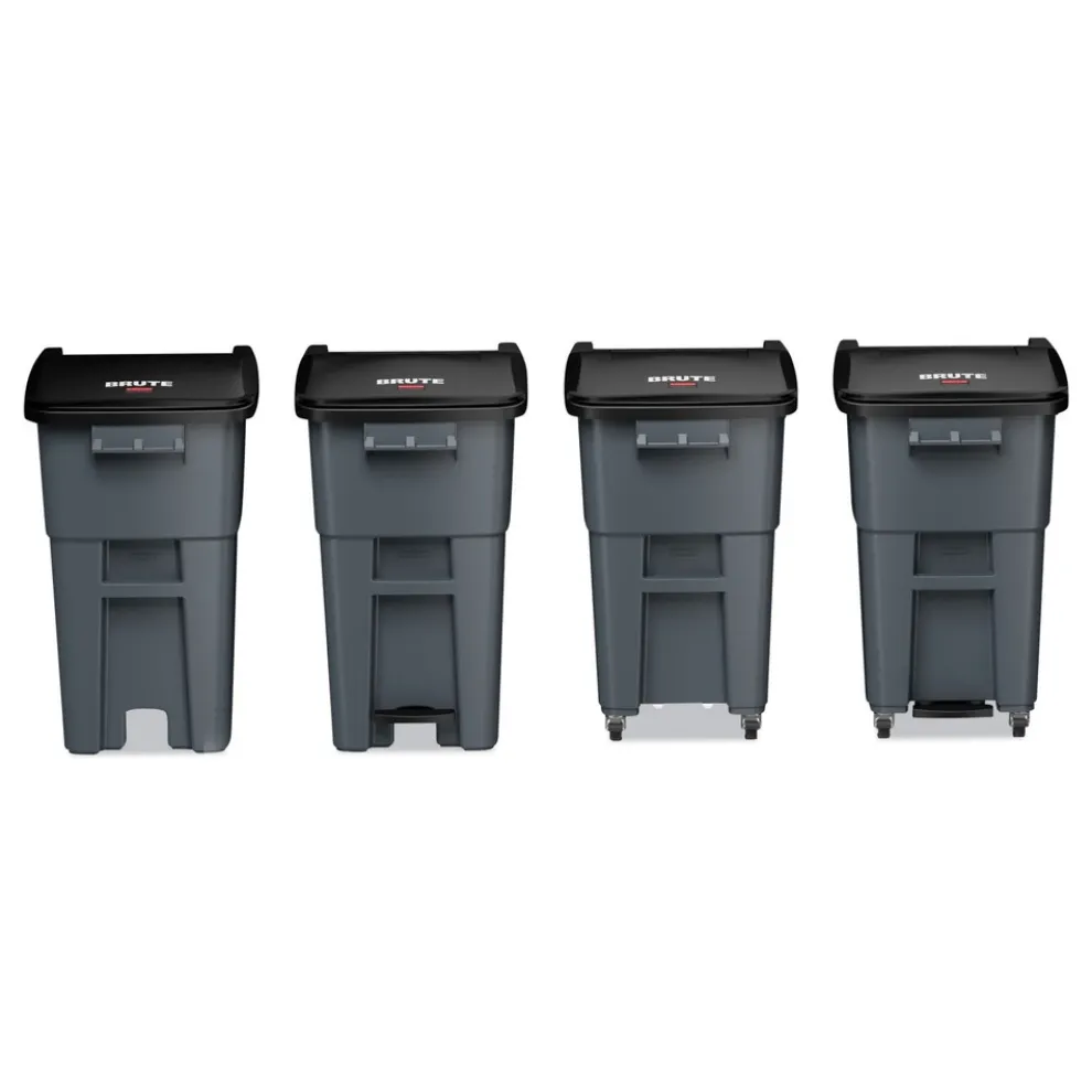 Rubbermaid Commercial 1971956 50 Gallon Brute Step-On Rollouts - Metal/Plastic, Gray