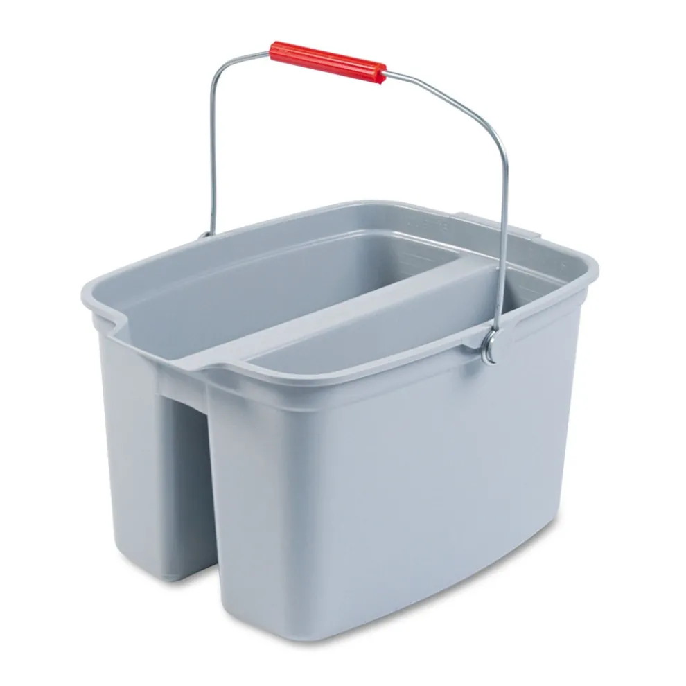 Rubbermaid Commercial 18 in. x 14.5 in. x 10 in. 19 qt. Plastic Double Utility Pail - Gray