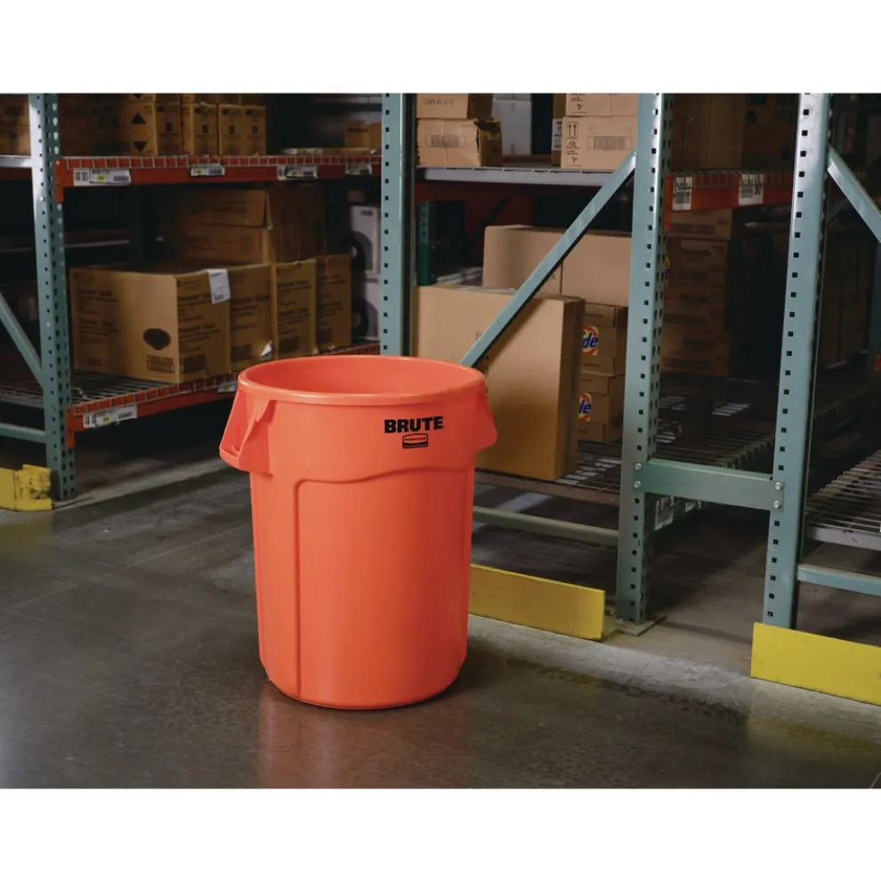 Rubbermaid Commercial Brute 32 gal Resin Container - Round Orange