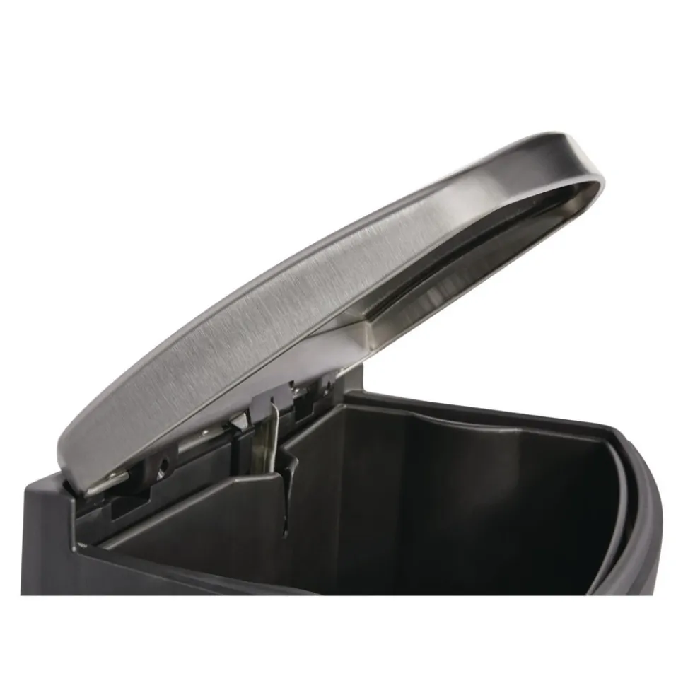 Rubbermaid Commercial Slim Jim 13-Gallon Front Step Style Stainless Steel Step-On Container - Black