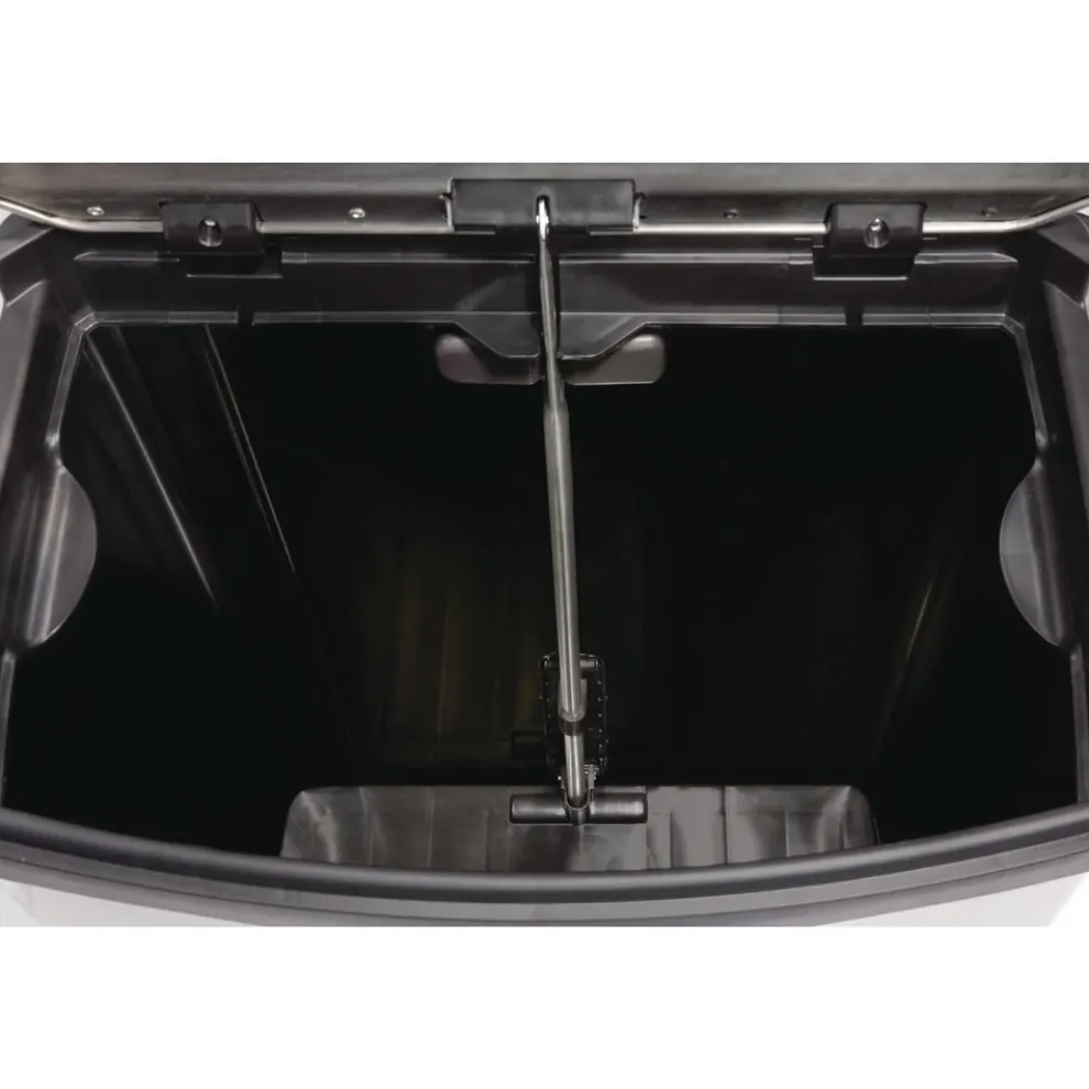 Rubbermaid Commercial Slim Jim 13-Gallon Front Step Style Stainless Steel Step-On Container - Black