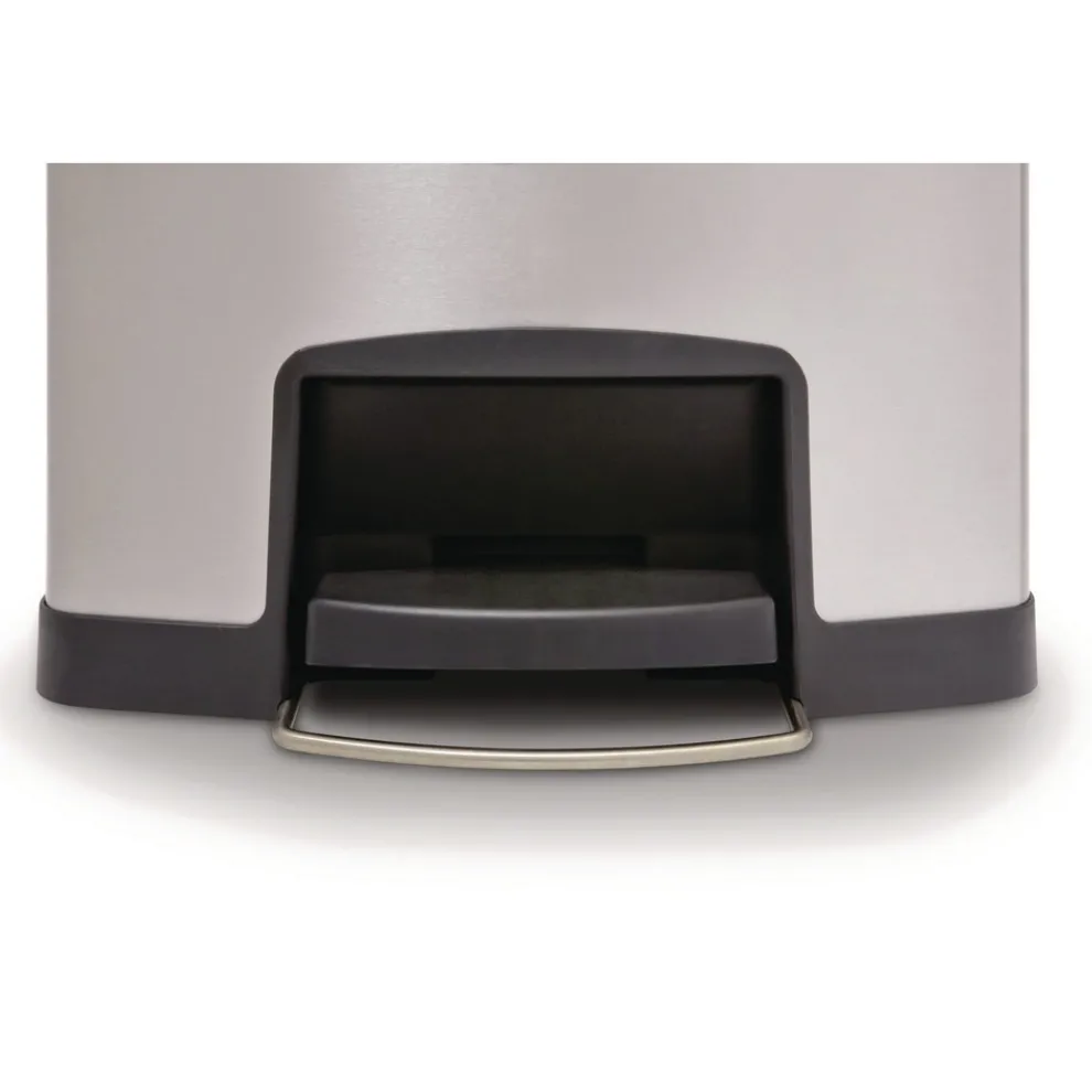 Rubbermaid Commercial Slim Jim 13-Gallon Front Step Style Stainless Steel Step-On Container - Black