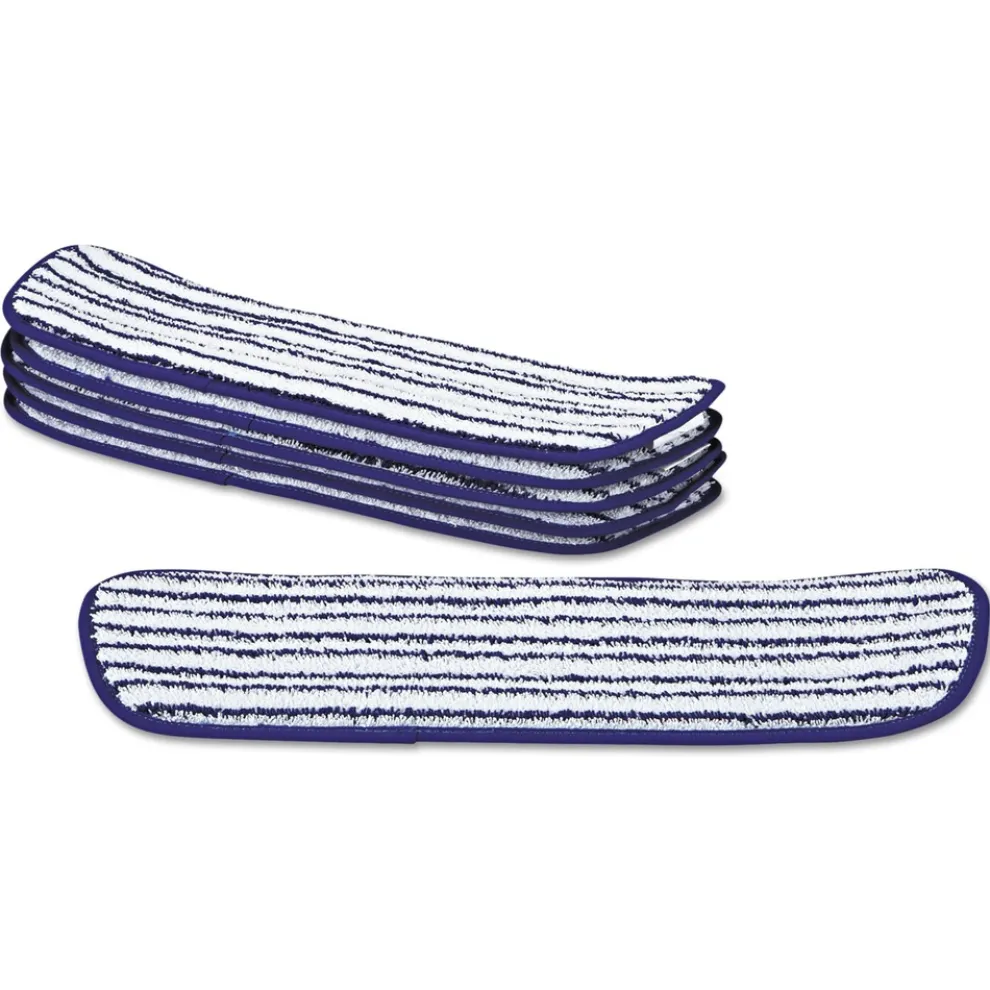 Rubbermaid Commercial 18 in. x 5.5 in. Microfiber Finish Pad - Blue/White (6/Box)