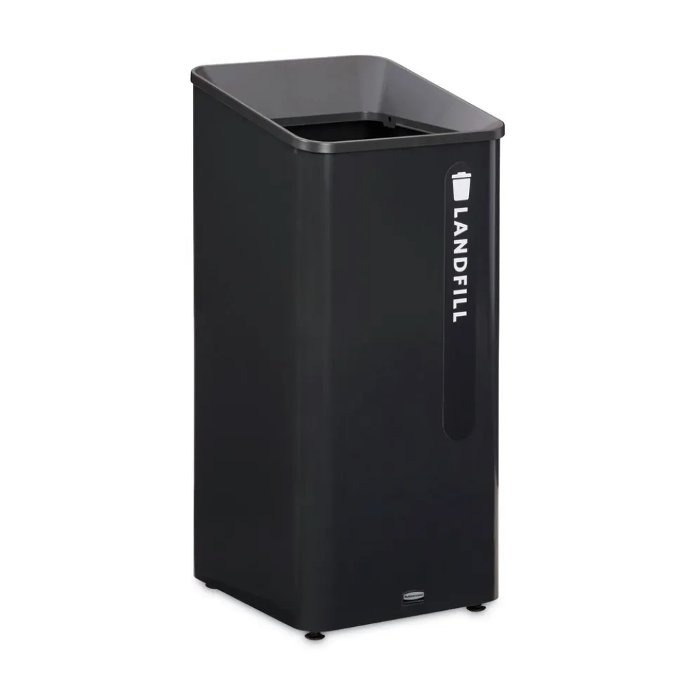 Rubbermaid Commercial Sustain 23 gal Metal/Plastic Decorative Refuse with Recycling Lid - Black