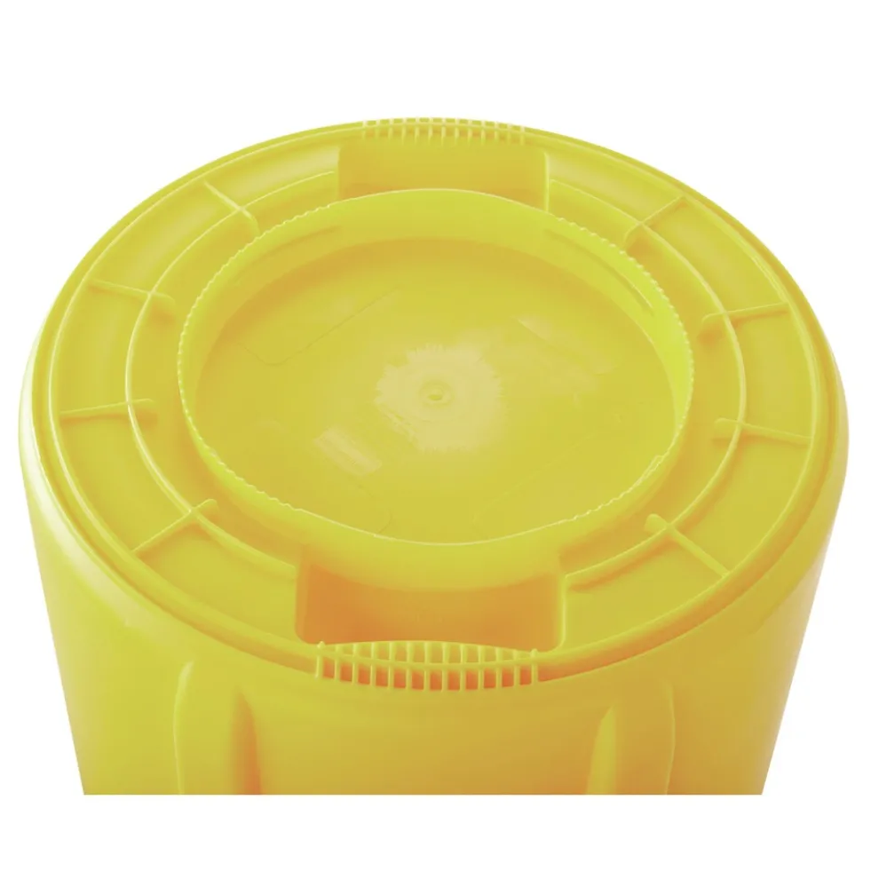 Rubbermaid Commercial 44 Gallon Plastic Vented Round Brute Container - Yellow