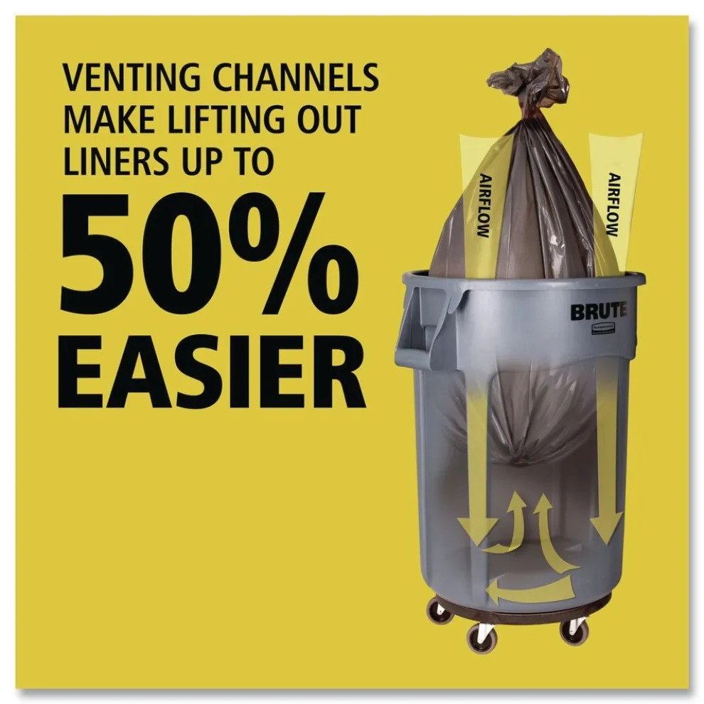 Rubbermaid Commercial 44 Gallon Plastic Vented Round Brute Container - Yellow