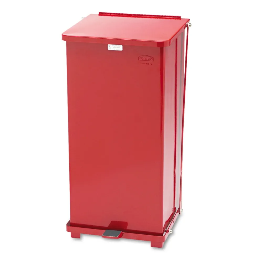 Rubbermaid Commercial 13 gal. Defenders Heavy-Duty Steel Step Can - Red