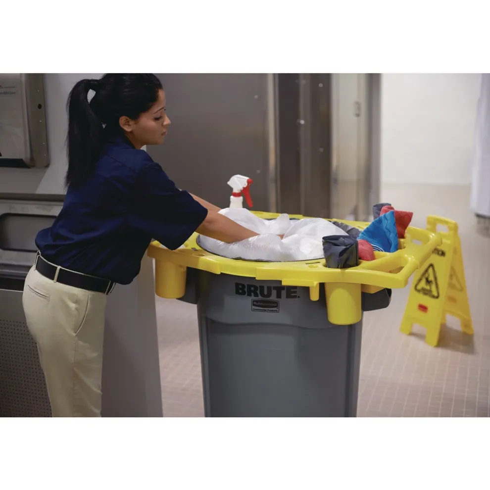 Rubbermaid Commercial 4-Compartment Standard Rim Caddy for Brute 32-1/2 in. Diameter Cans - Yellow