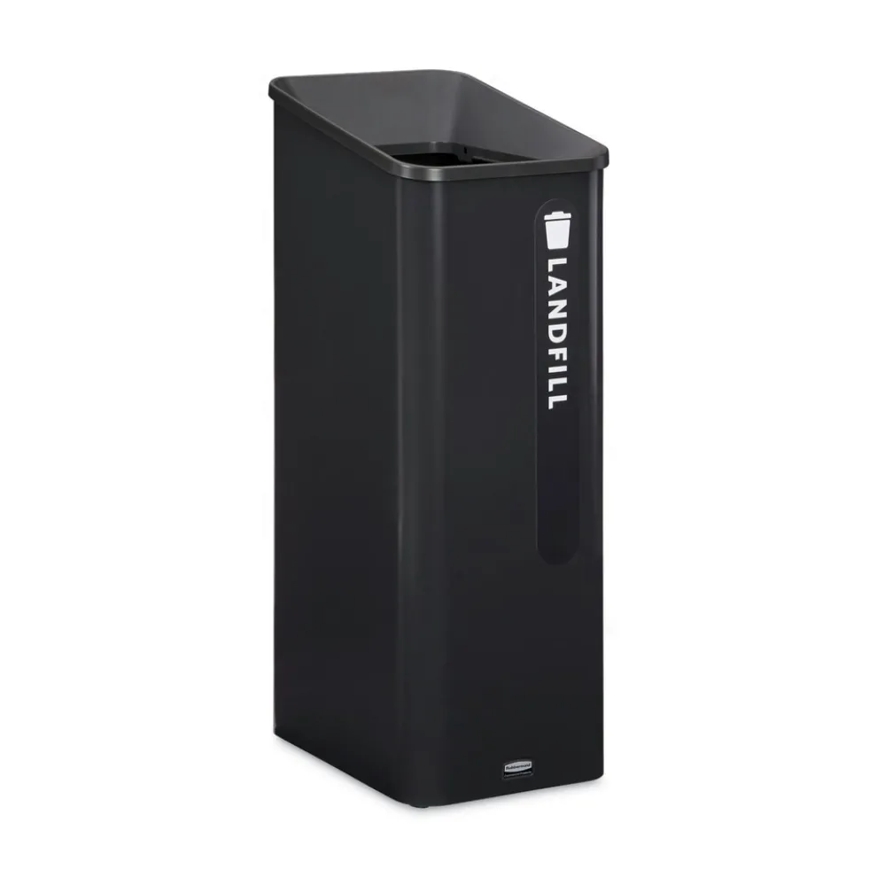Rubbermaid Commercial Sustain 15 gal Metal/Plastic Decorative Refuse with Recycling Lid - Black