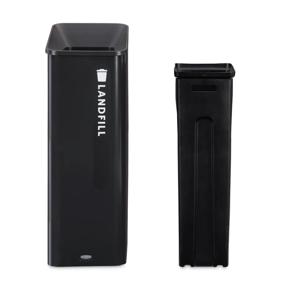 Rubbermaid Commercial Sustain 15 gal Metal/Plastic Decorative Refuse with Recycling Lid - Black