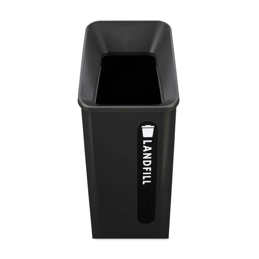 Rubbermaid Commercial Sustain 15 gal Metal/Plastic Decorative Refuse with Recycling Lid - Black