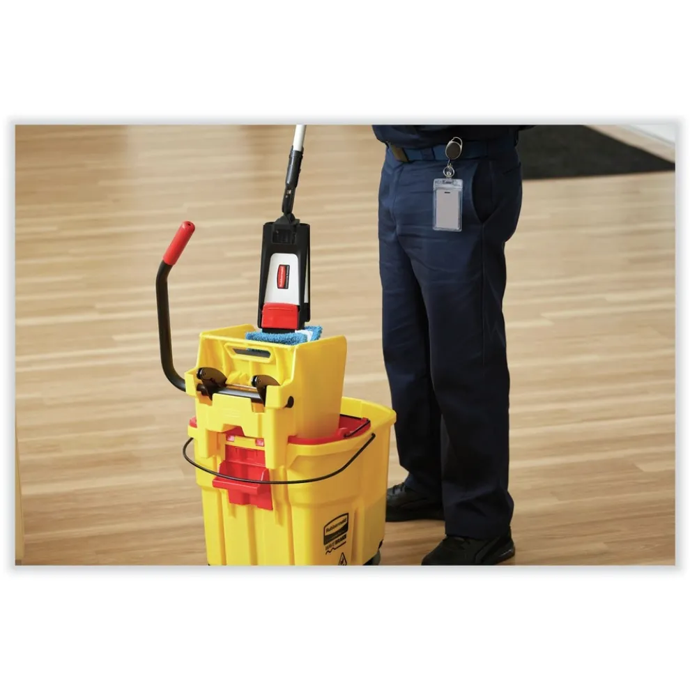 Rubbermaid Commercial 35 qt. WaveBrake 2.0 Down-Press Plastic Bucket/Wringer Combos - Black