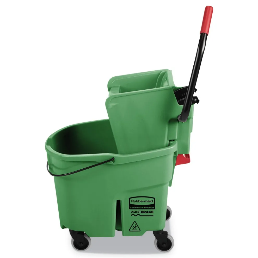 Rubbermaid Commercial FG758888GRN WaveBrake 2.0 35 qt. Side-Press Plastic Bucket/Wringer Combos - Green
