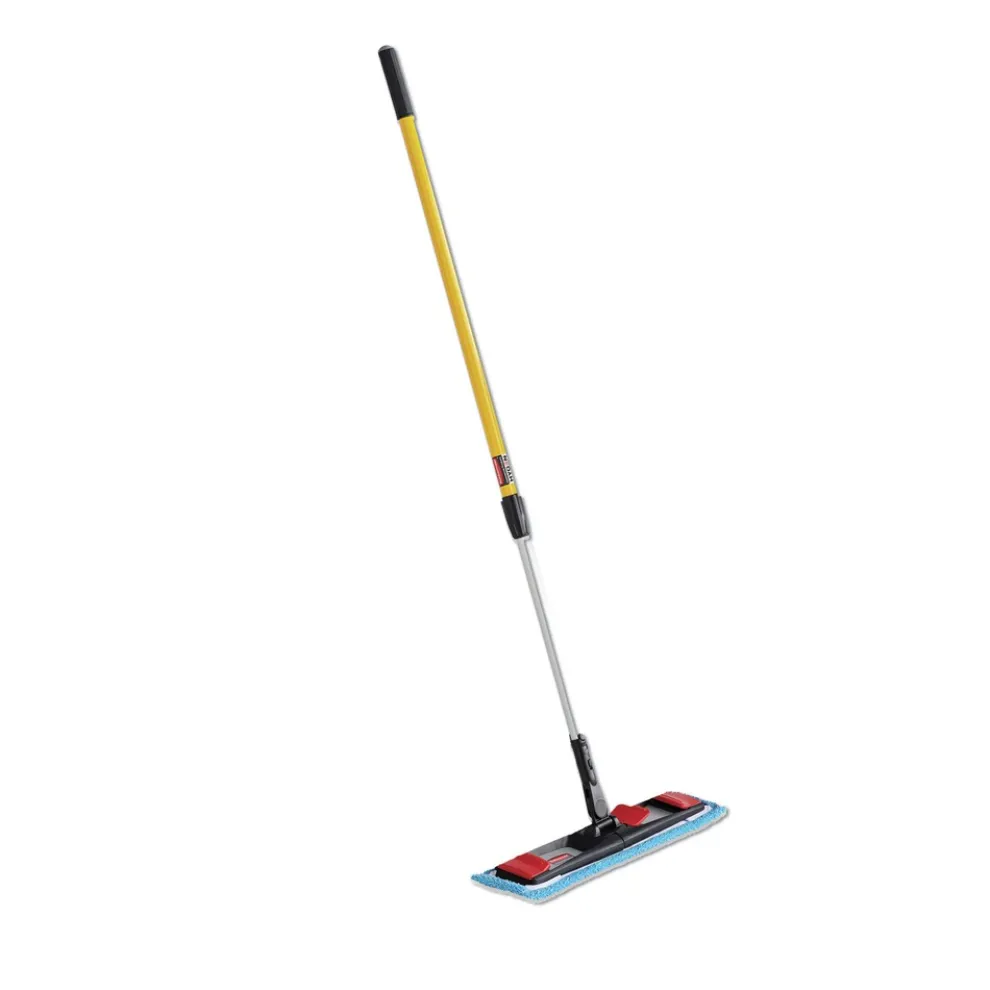 Rubbermaid Commercial 19.5 in. x 5.5 in. Microfiber Head 48 in. to 72 in. Aluminum Handle Adaptable Flat Mop Kit - Blue/Yellow