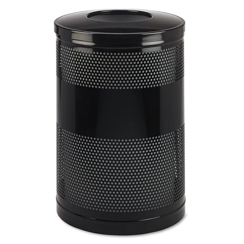 Rubbermaid Commercial 51 gal. Classics Perforated Steel Open Top Receptacle - Black