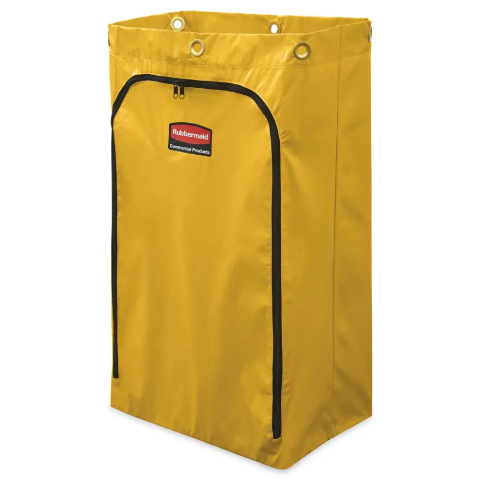 Rubbermaid Commercial 17.25 in. x 30.5 in. 24 Gallon Zippered Vinyl Cleaning Cart Bag - Yellow